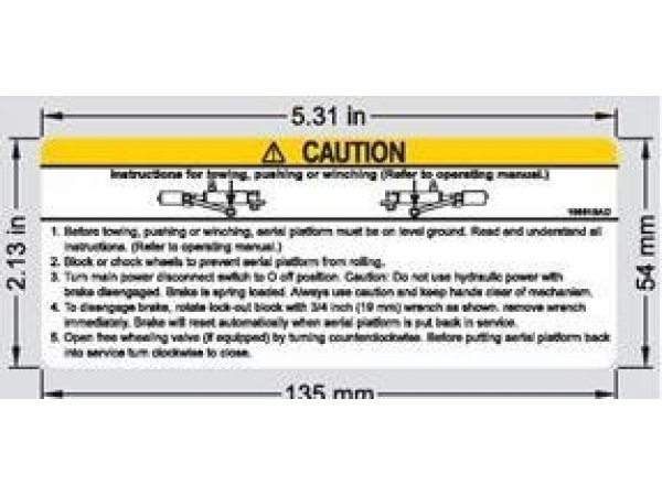 106515 SkyJack Decal, Towing/Pushing/Winching Instructions, Caution