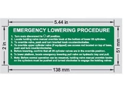 109442 SkyJack Decal, Emergency Lowering Procedures