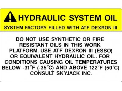 114378 SkyJack Hyd. Oil Decal
